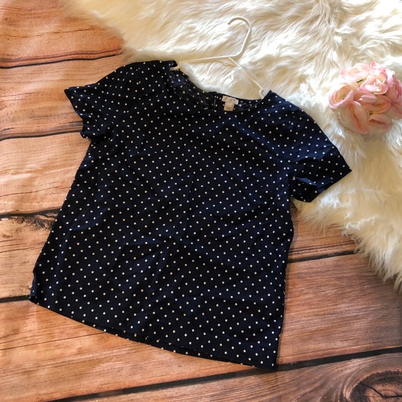 J. Crew Tops - J. Crew Polka Dot Printed Linen Top Blouse